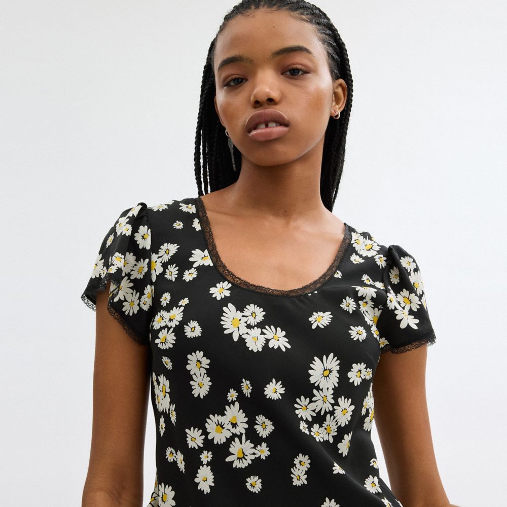 Black Women Coach Floral Mini Dress | NZ_CH66003