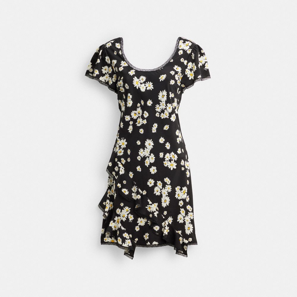 Black Women Coach Floral Mini Dress | NZ_CH66003