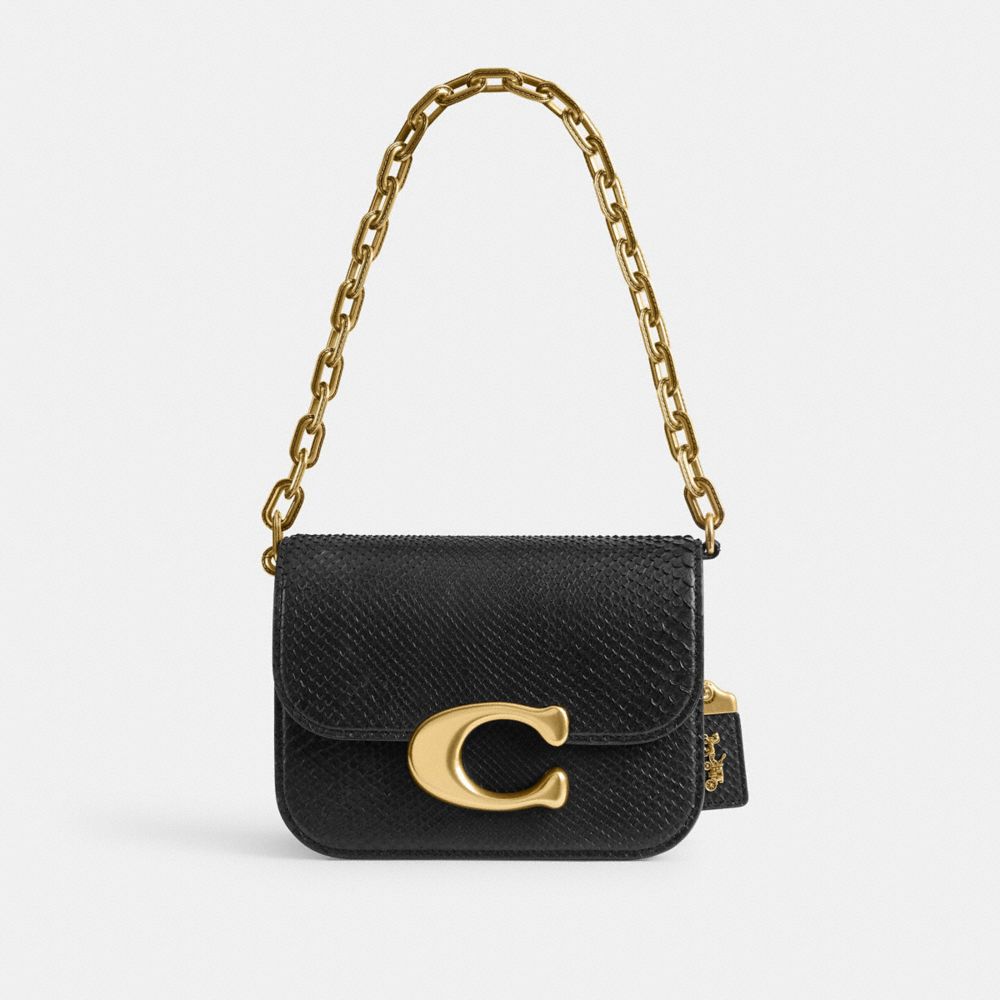 Black Women Coach Idol In Python Brass Shoulder Bags | NZ_CH52665