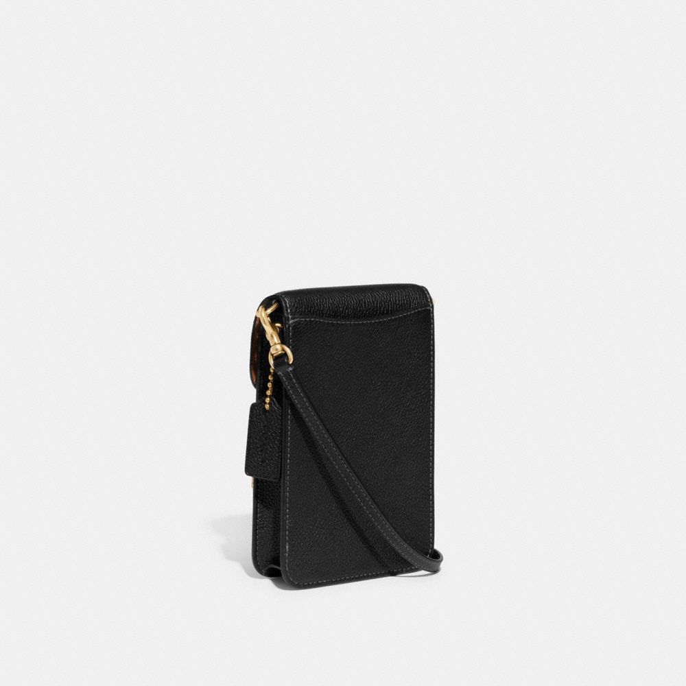 Black Women Coach Phone Brass Crossbody Bags | NZ_CH32769