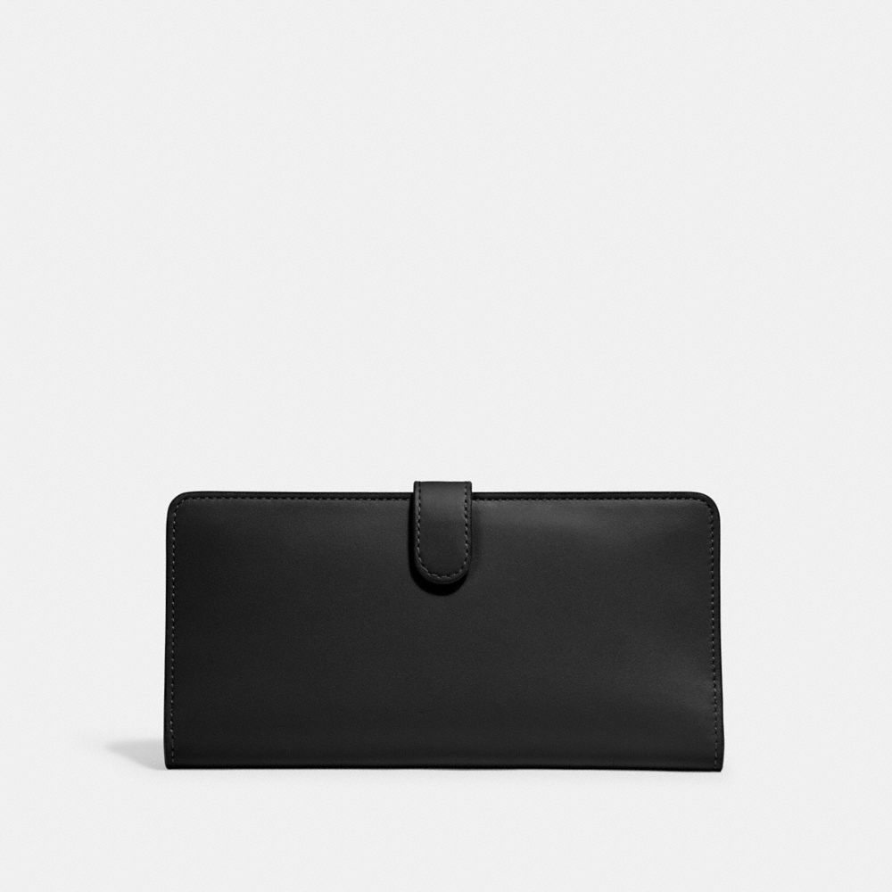 Black Women Coach Skinny Refined Calf Leather Large Wallets | NZ_CH12569