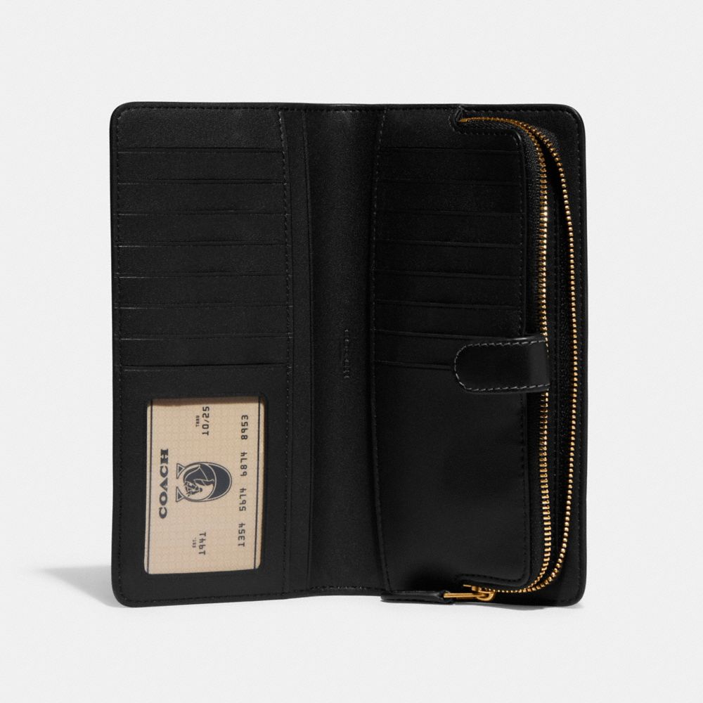 Black Women Coach Skinny Refined Calf Leather Large Wallets | NZ_CH12569