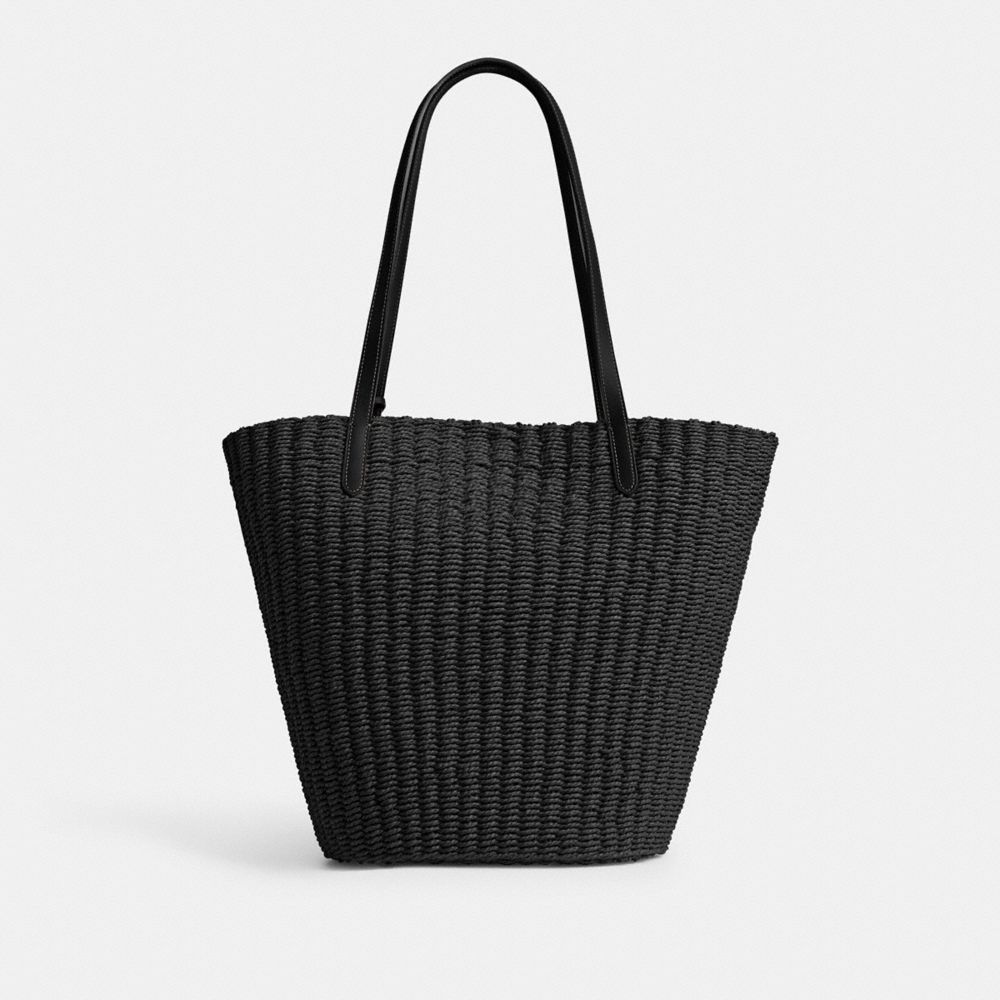 Black Women Coach Straw Tote Bag | NZ_CH42029