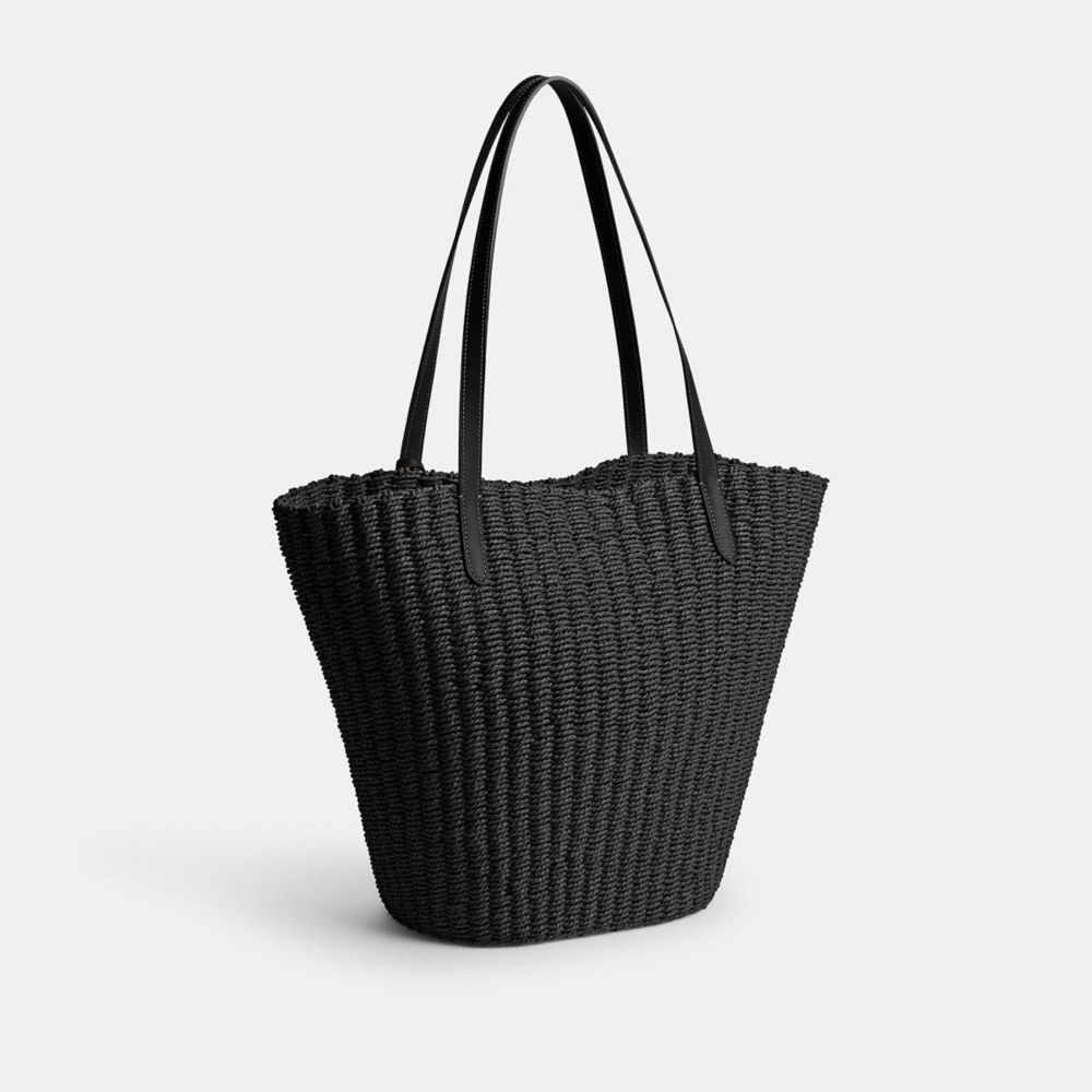 Black Women Coach Straw Tote Bag | NZ_CH42029