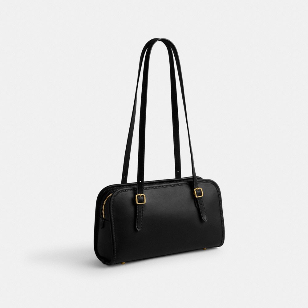 Black Women Coach Swing Zip Brass Shoulder Bags | NZ_CH30623