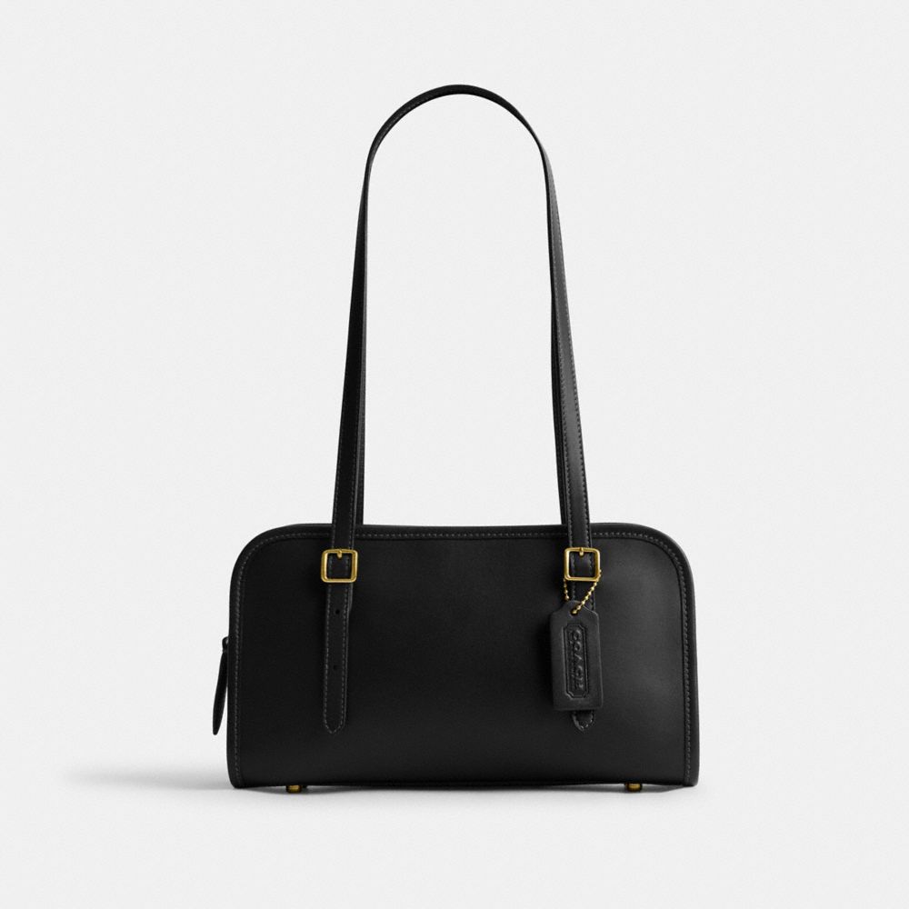 Black Women Coach Swing Zip Brass Shoulder Bags | NZ_CH30623