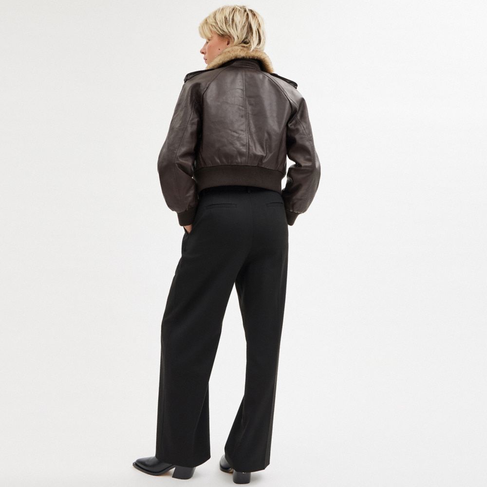 Black Women Coach Wide Leg Trousers | NZ_CH39036