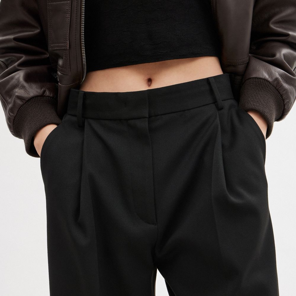 Black Women Coach Wide Leg Trousers | NZ_CH39036