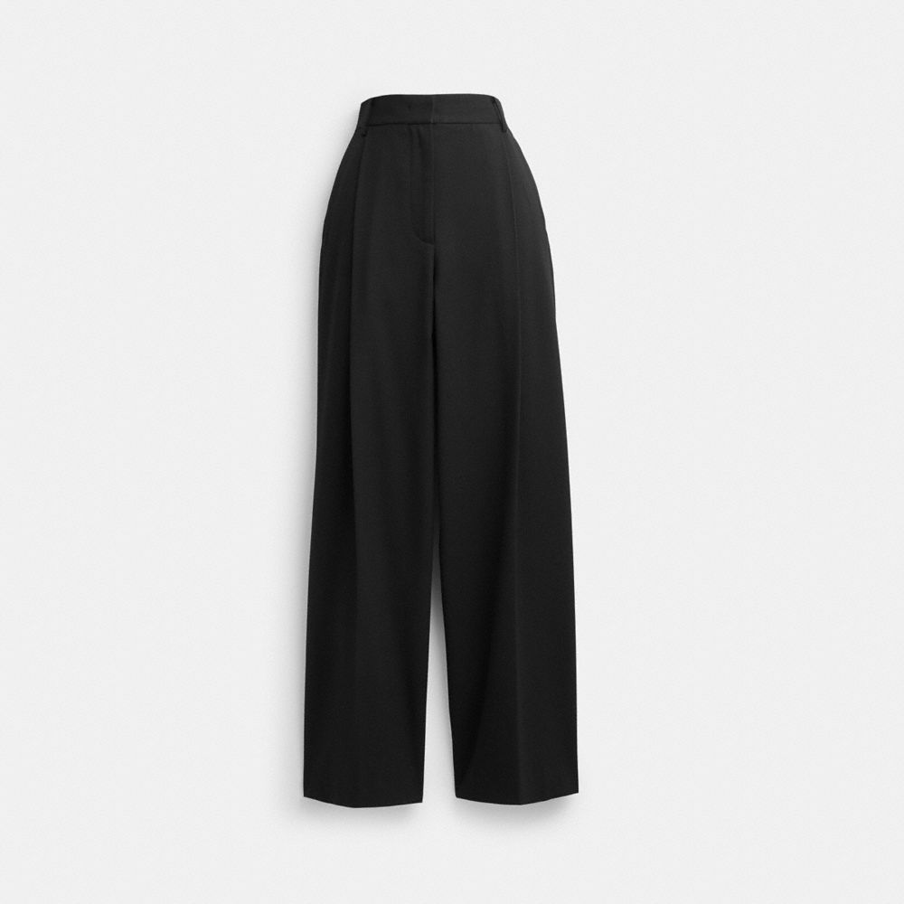 Black Women Coach Wide Leg Trousers | NZ_CH39036