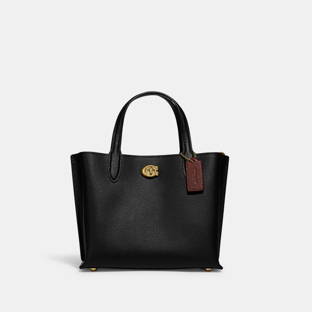 Black Women Coach Willow 24 Polished Pebble Leather Tote Bag | NZ_CH82095