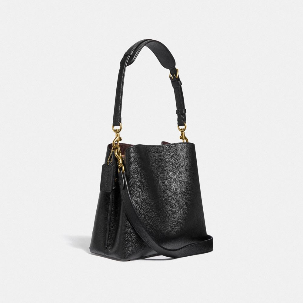 Black Women Coach Willow Bucket Pebble Leather Shoulder Bags | NZ_CH58750