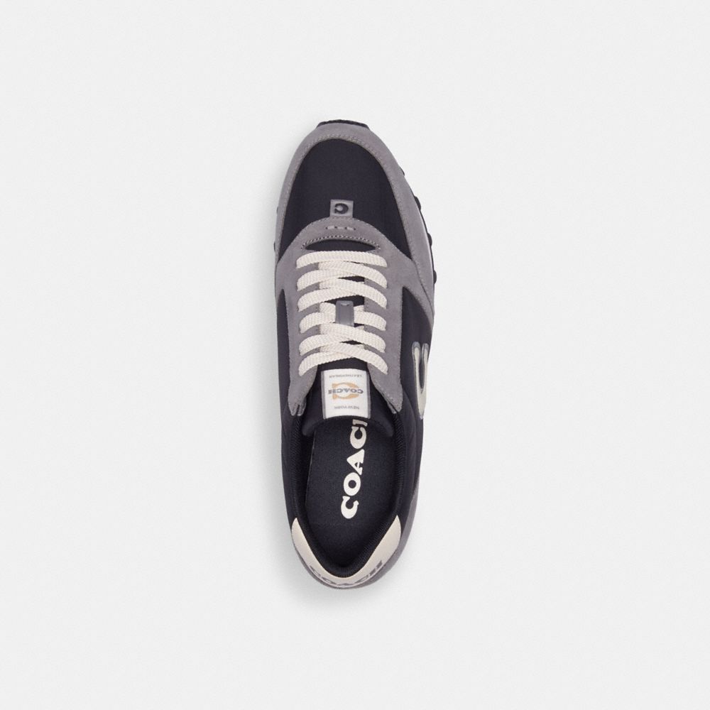 Black / Grey Men Coach Runner Sneakers | NZ_CH15083