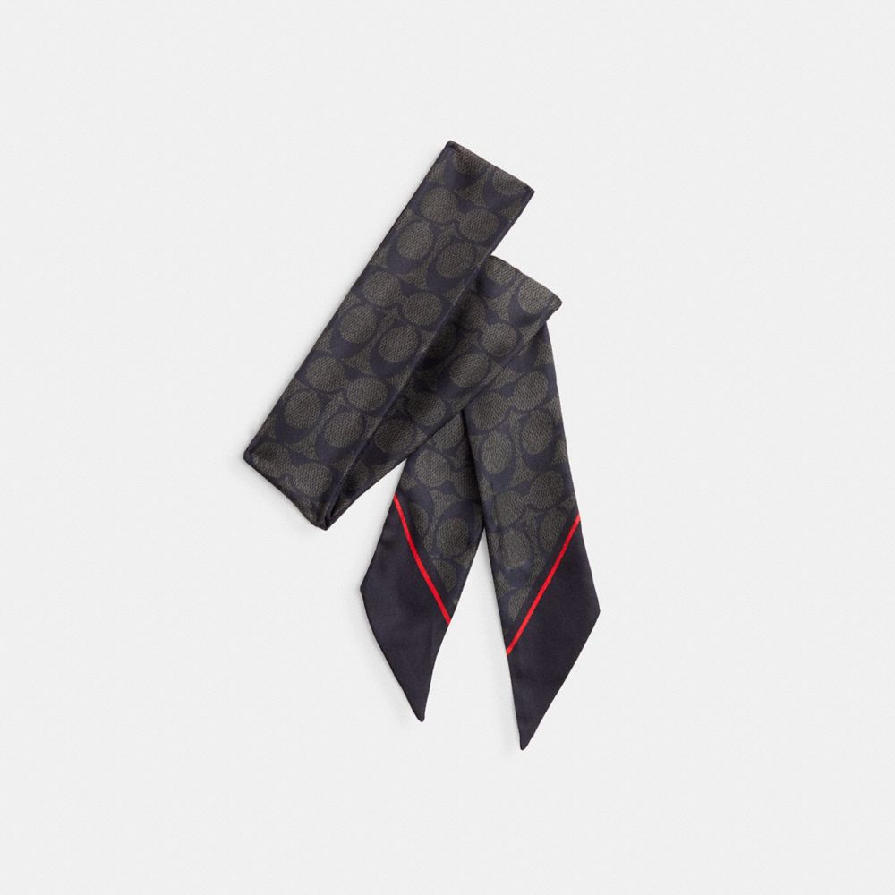 Black / Red Women Coach Hearts Print Silk Skinny Scarf | NZ_CH40724