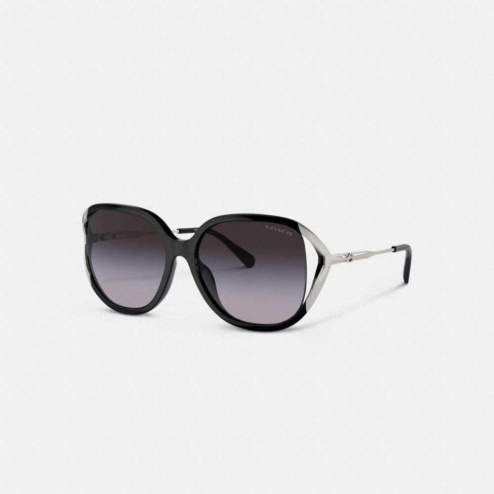 Black / Silver Women Coach Bandit Oversized Square Sunglasses | NZ_CH84698