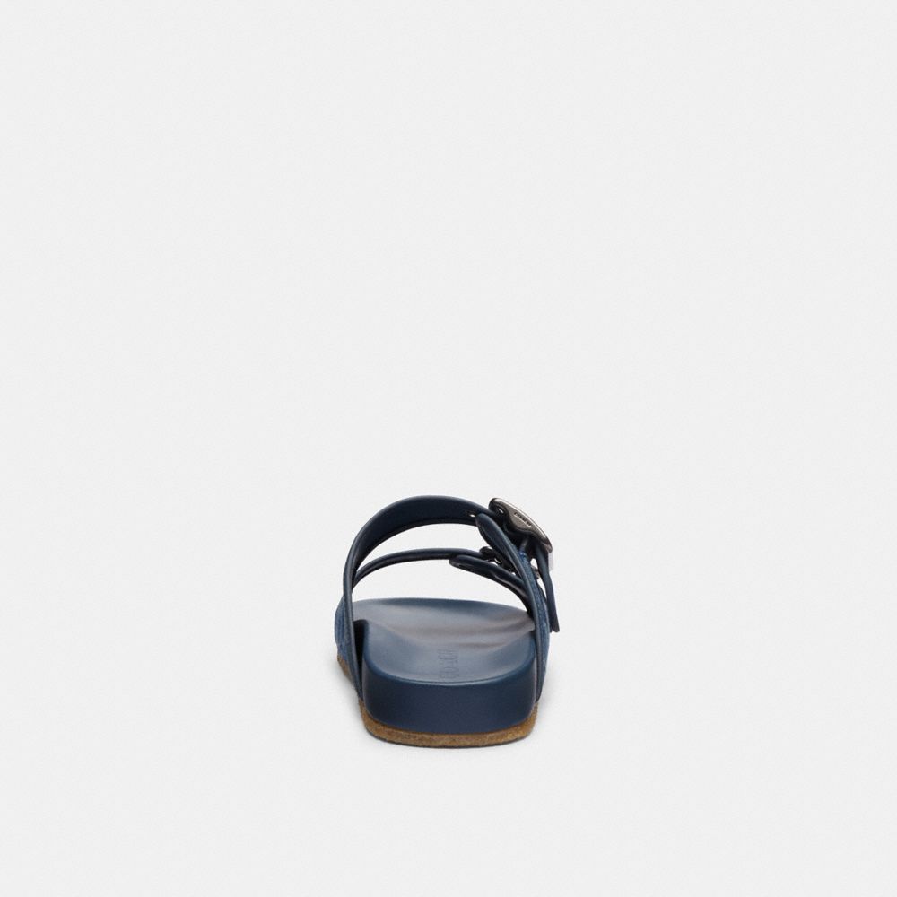 Blue Men Coach Buckle Strap In Signature Denim Denim Sandals | NZ_CH64464