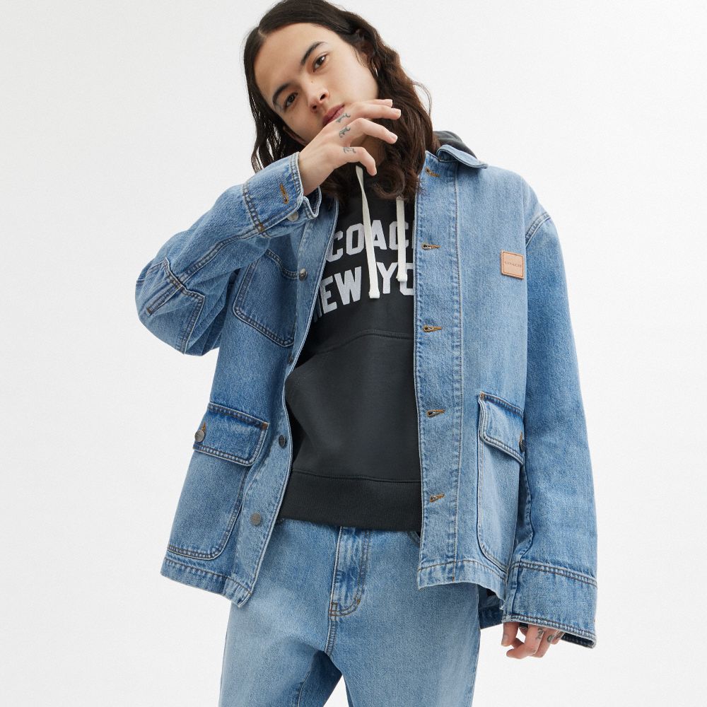 Blue Men Coach Denim Chore Jackets | NZ_CH30570