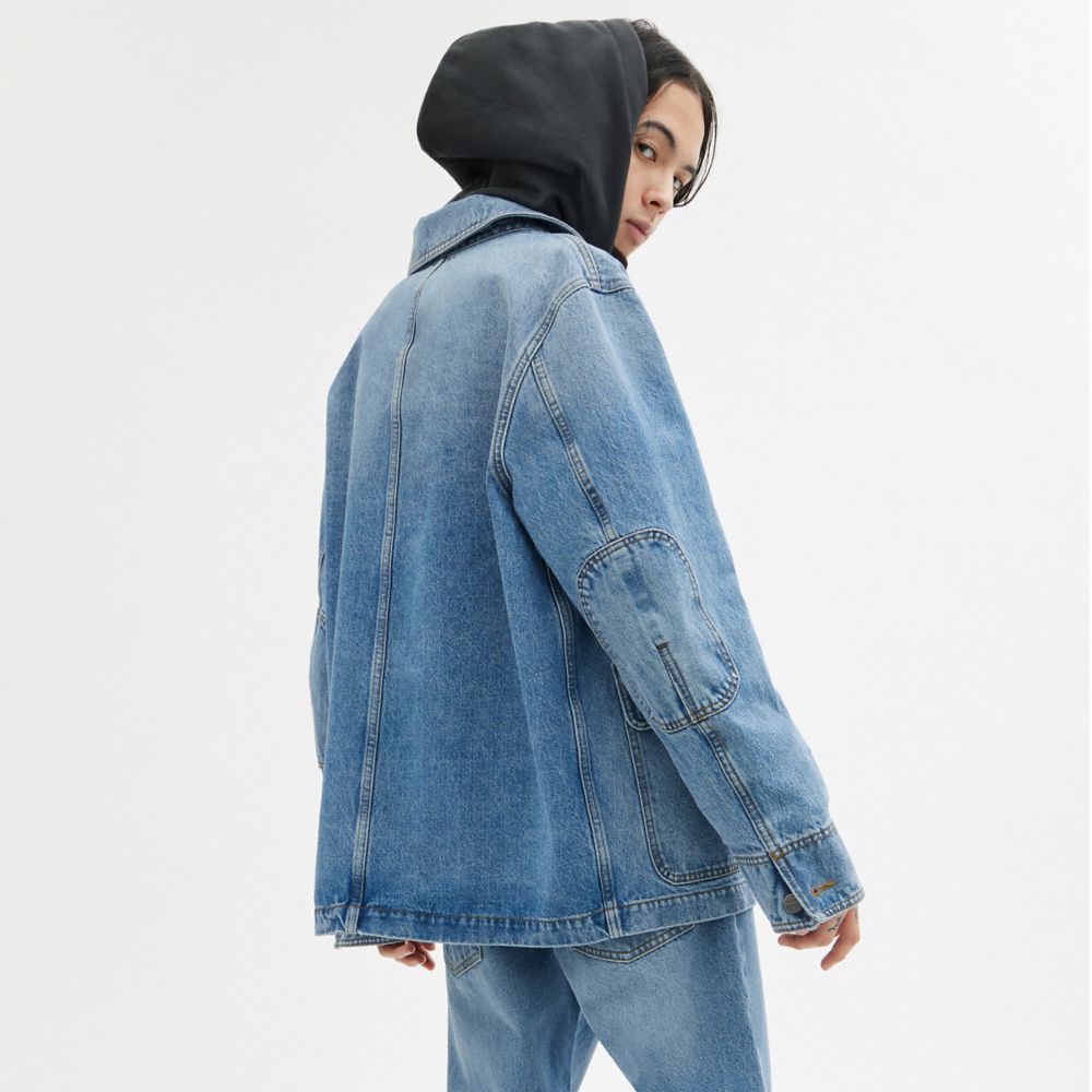 Blue Men Coach Denim Chore Jackets | NZ_CH30570