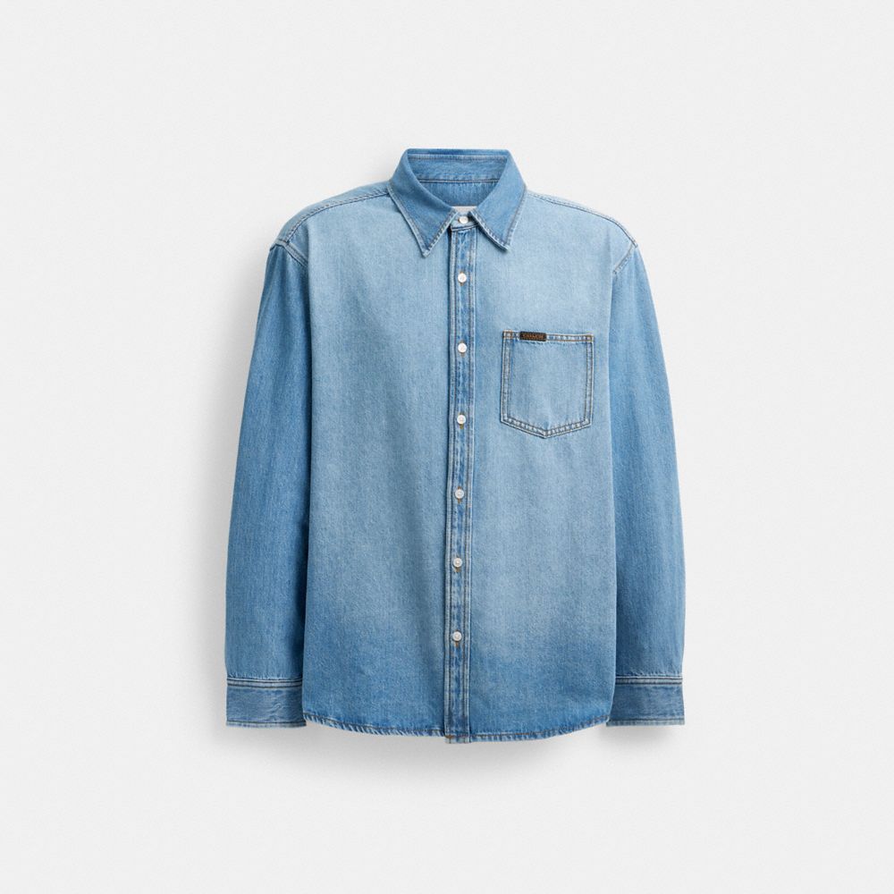 Blue Men Coach Denim Shirts | NZ_CH58683