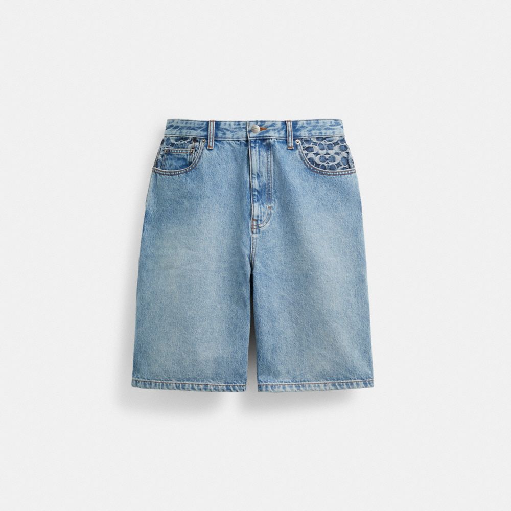 Blue Men Coach Denim Shorts | NZ_CH19126