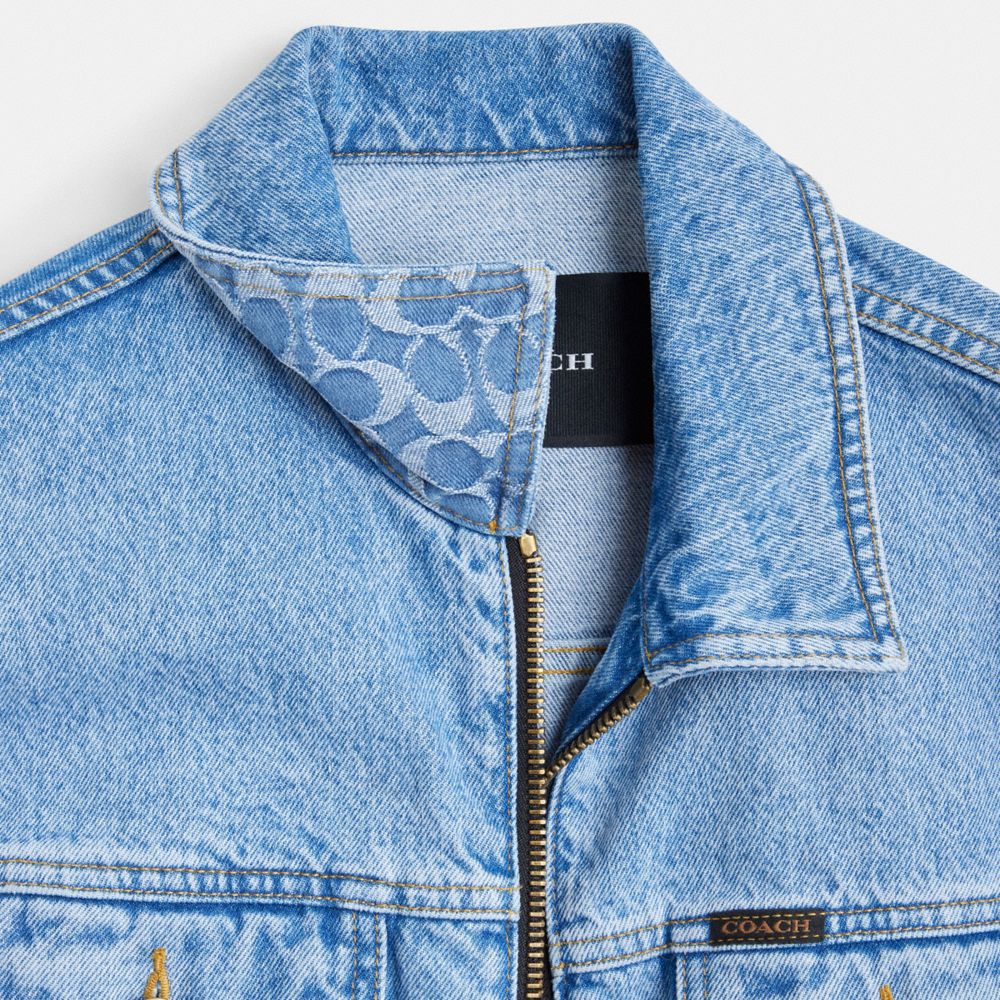 Blue Women Coach Denim Crop In Organic Cotton Jackets | NZ_CH89202