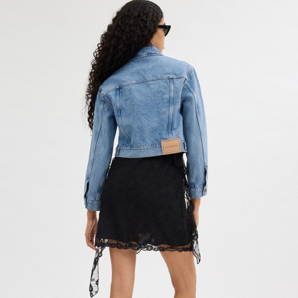 Blue Women Coach Denim Crop In Organic Cotton Jackets | NZ_CH89202