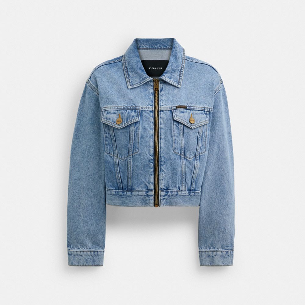 Blue Women Coach Denim Crop In Organic Cotton Jackets | NZ_CH89202