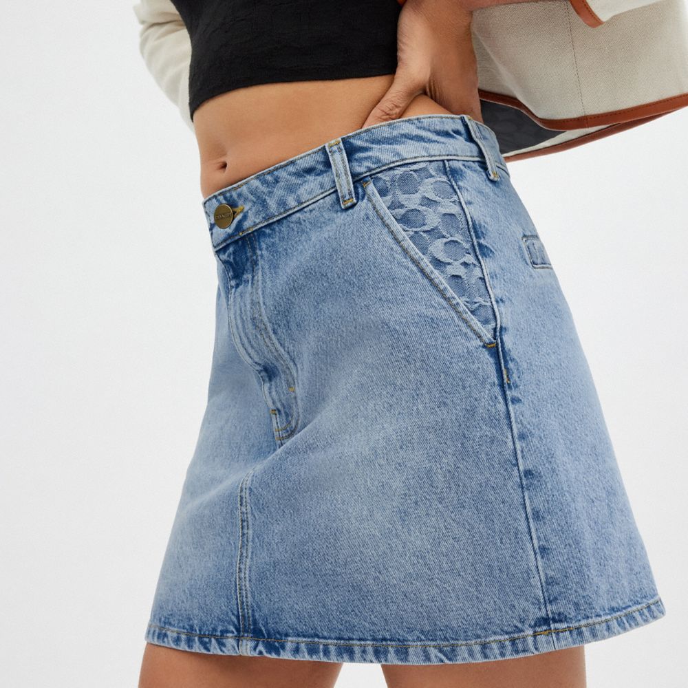 Blue Women Coach Denim Skirt | NZ_CH17518