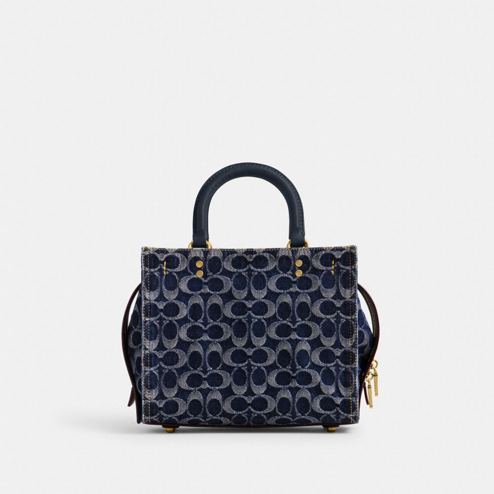 Blue Women Coach Rogue 25 In Signature Denim Brass Handbag | NZ_CH82967