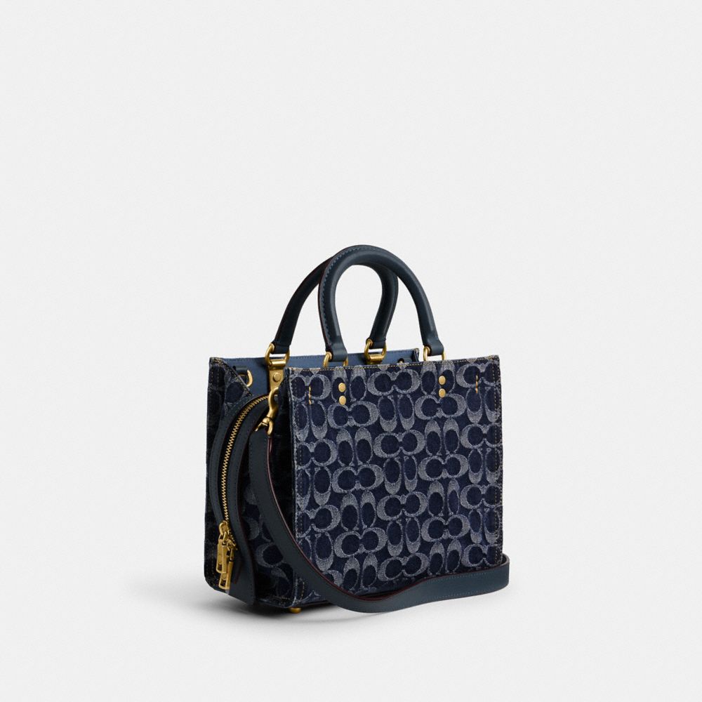 Blue Women Coach Rogue 25 In Signature Denim Brass Handbag | NZ_CH82967