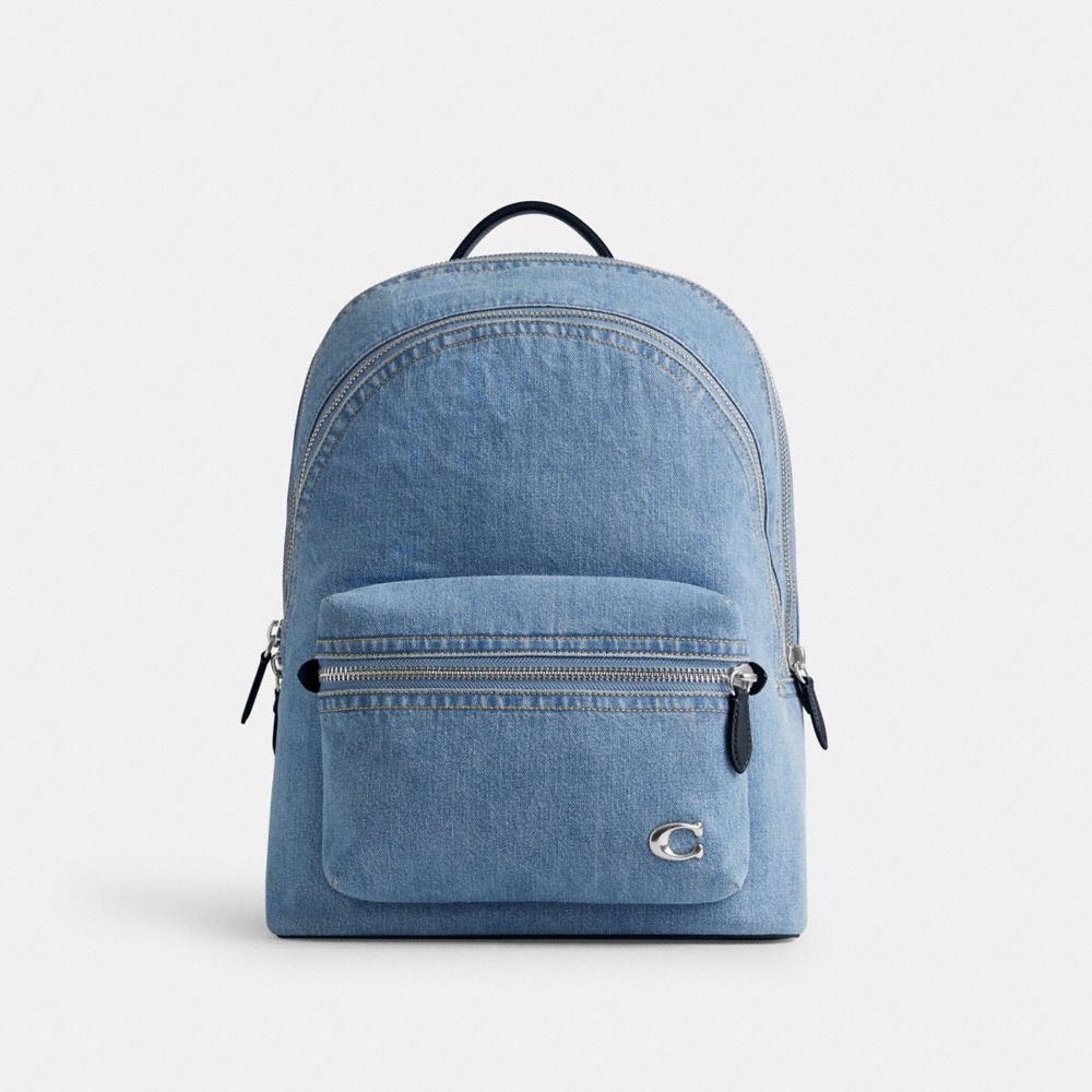 Blue / Indigo Blue Men Coach Charter Denim Backpacks | NZ_CH29849