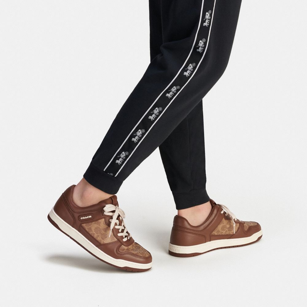 Brown Men Coach C201 In Signature Sneakers | NZ_CH66959