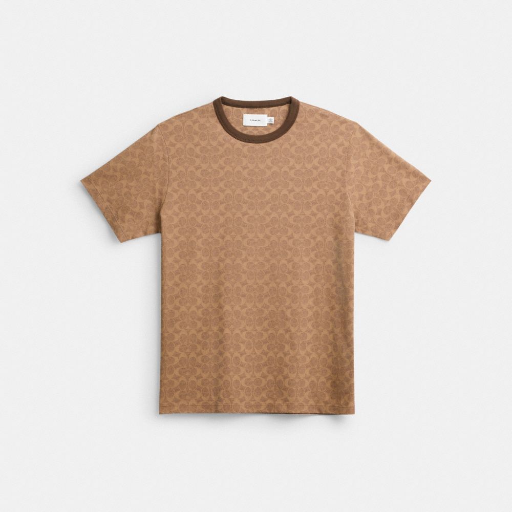 Brown Men Coach Signature T Shirts | NZ_CH66788