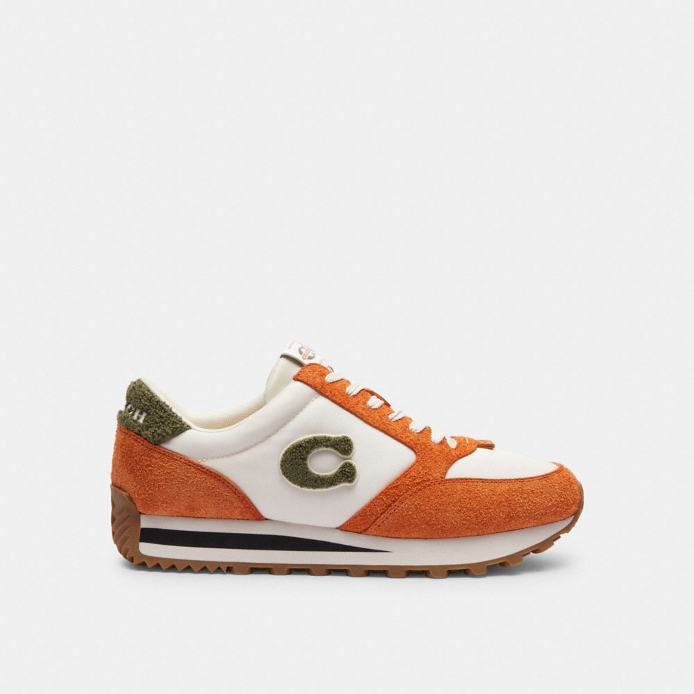 Brown Orange Men Coach Runner Spice Sneakers | NZ_CH50744