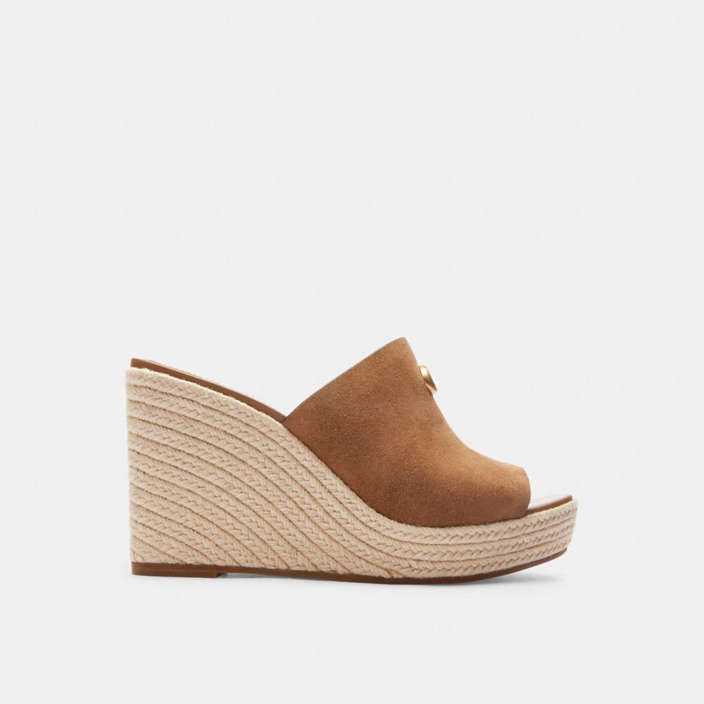 Brown Women Coach Gloria Wedge Coconut Sandals | NZ_CH30836