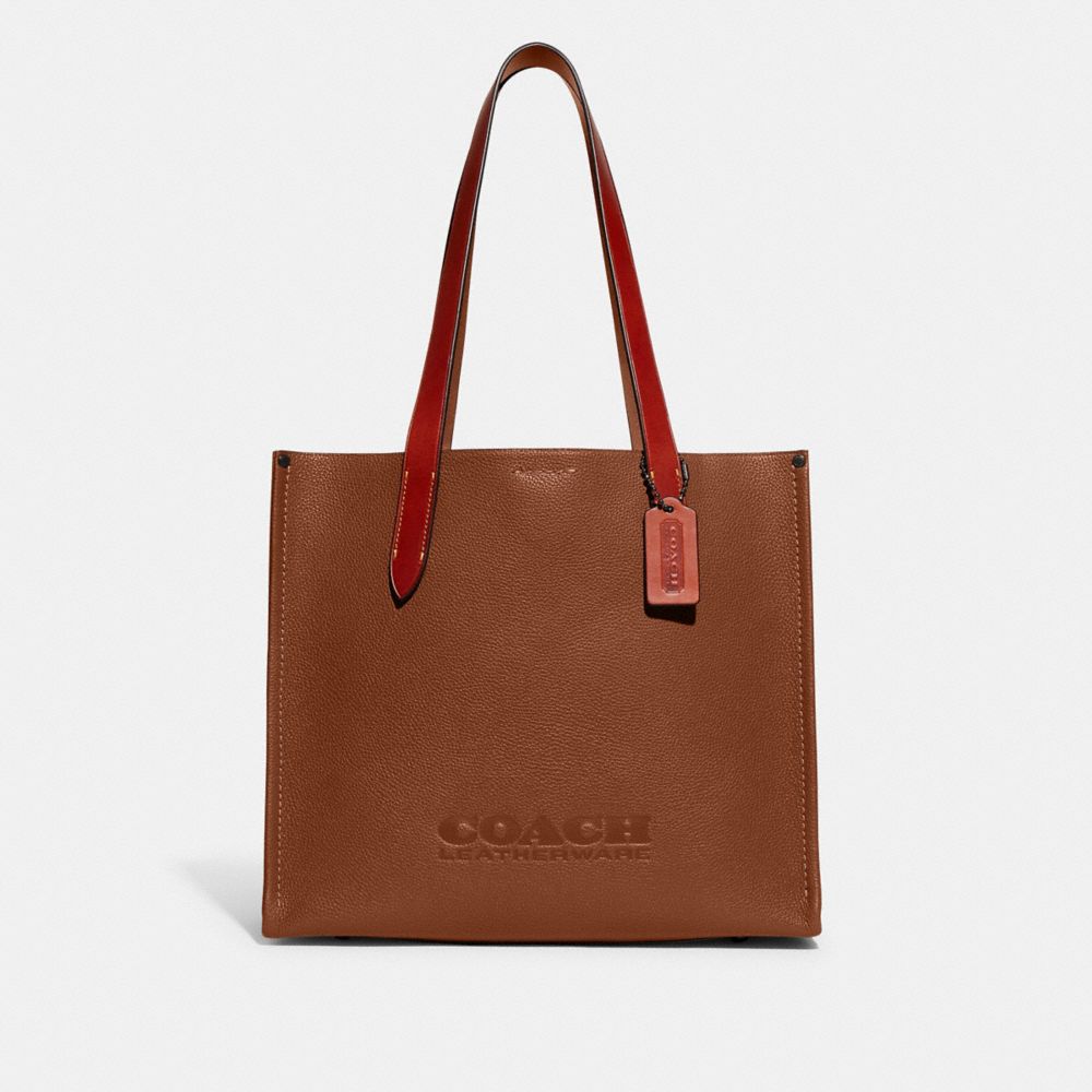 Brown Women Coach Relay 34 Polished Pebble Leather Tote Bag | NZ_CH85975