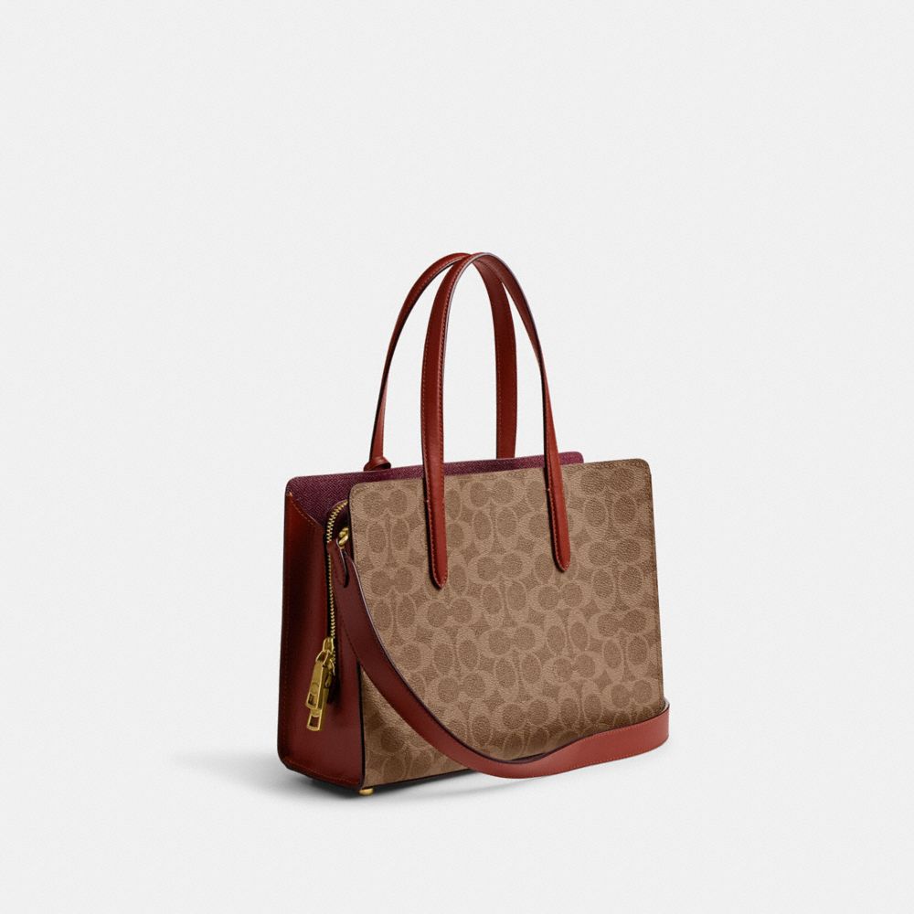 Brown / Red Women Coach Carter 28 In Signature Handbag | NZ_CH17202