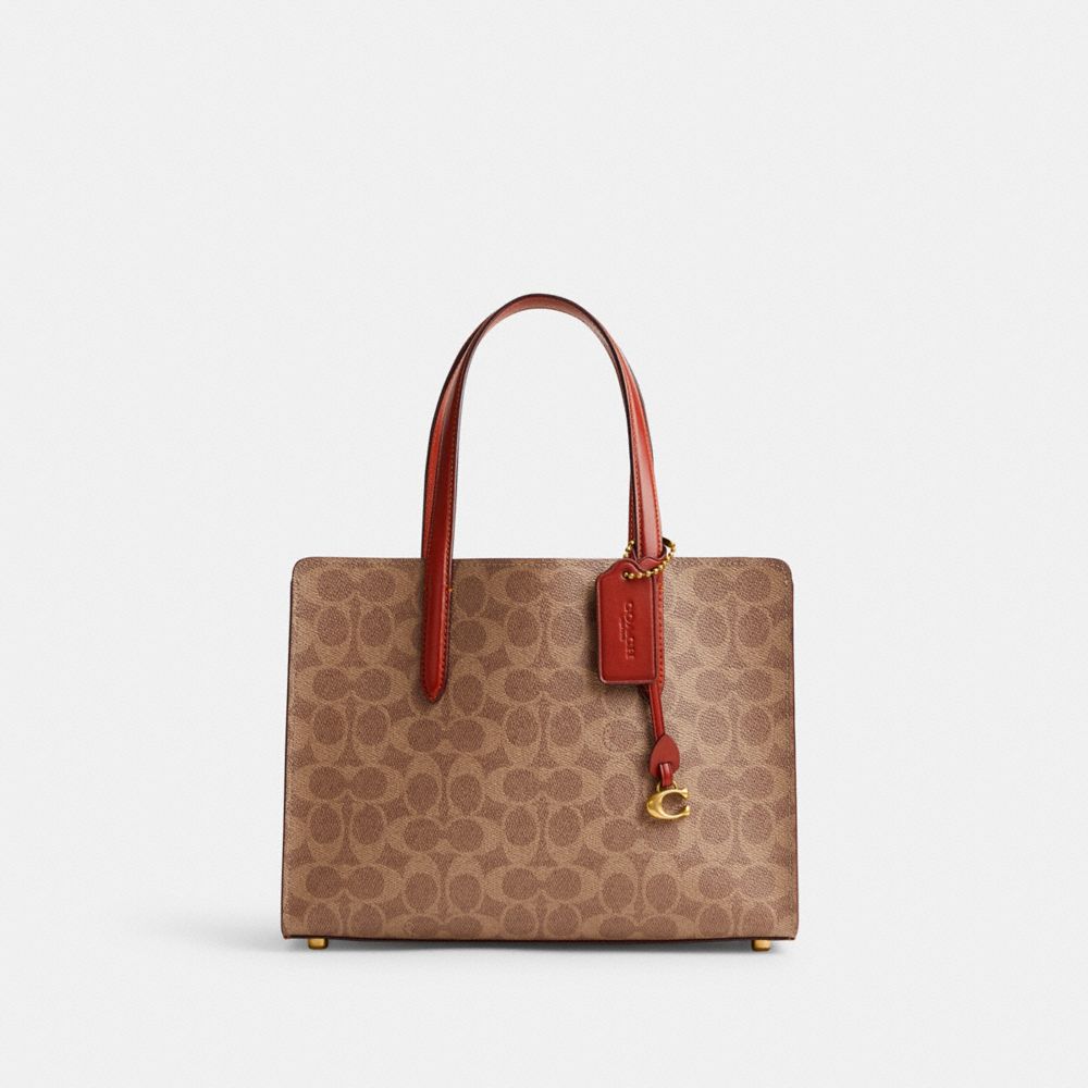 Brown / Red Women Coach Carter 28 In Signature Handbag | NZ_CH17202