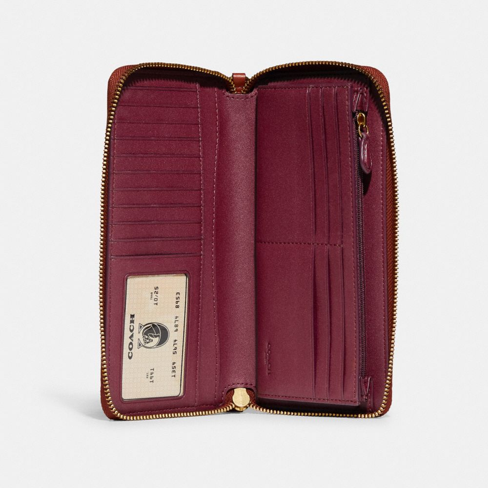 Brown / Red Women Coach Continental In Signature Large Wallets | NZ_CH13035