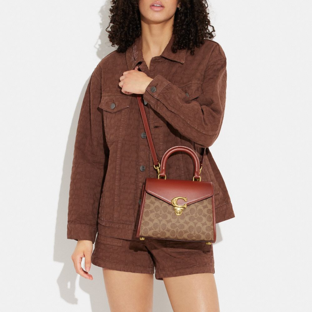 Brown / Red Women Coach Sammy Top Handle In Signature Crossbody Bags | NZ_CH93689