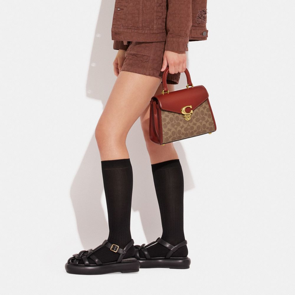 Brown / Red Women Coach Sammy Top Handle In Signature Crossbody Bags | NZ_CH93689