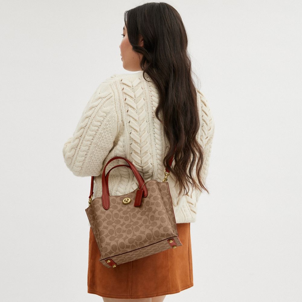 Brown / Red Women Coach Willow 24 In Signature Tote Bag | NZ_CH35158