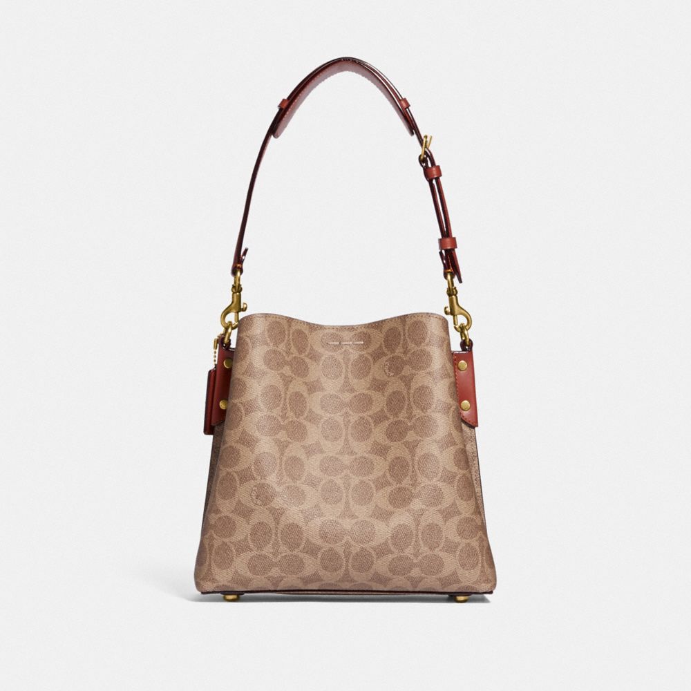 Brown / Red Women Coach Willow Bucket In Signature Shoulder Bags | NZ_CH33432