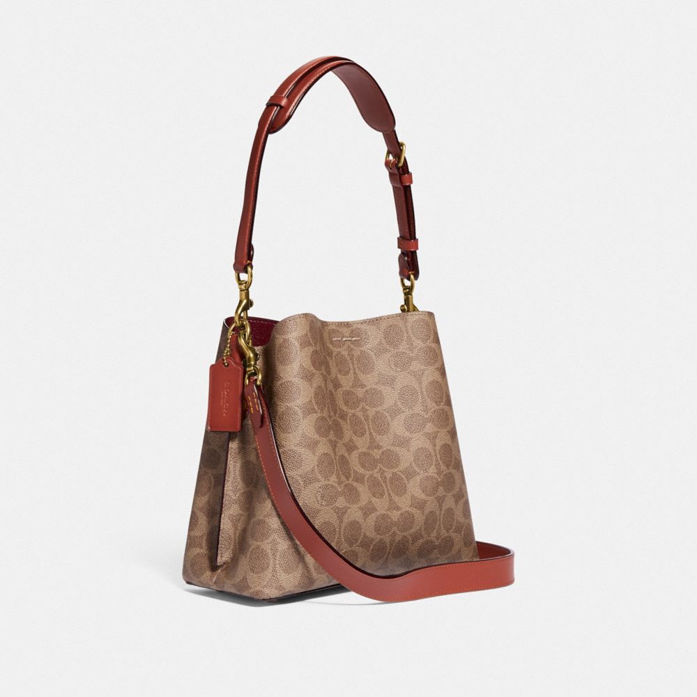 Brown / Red Women Coach Willow Bucket In Signature Shoulder Bags | NZ_CH33432