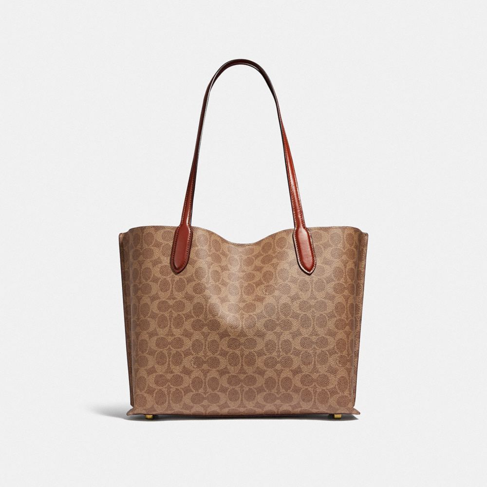 Brown / Red Women Coach Willow In Signature Tote Bag | NZ_CH43599