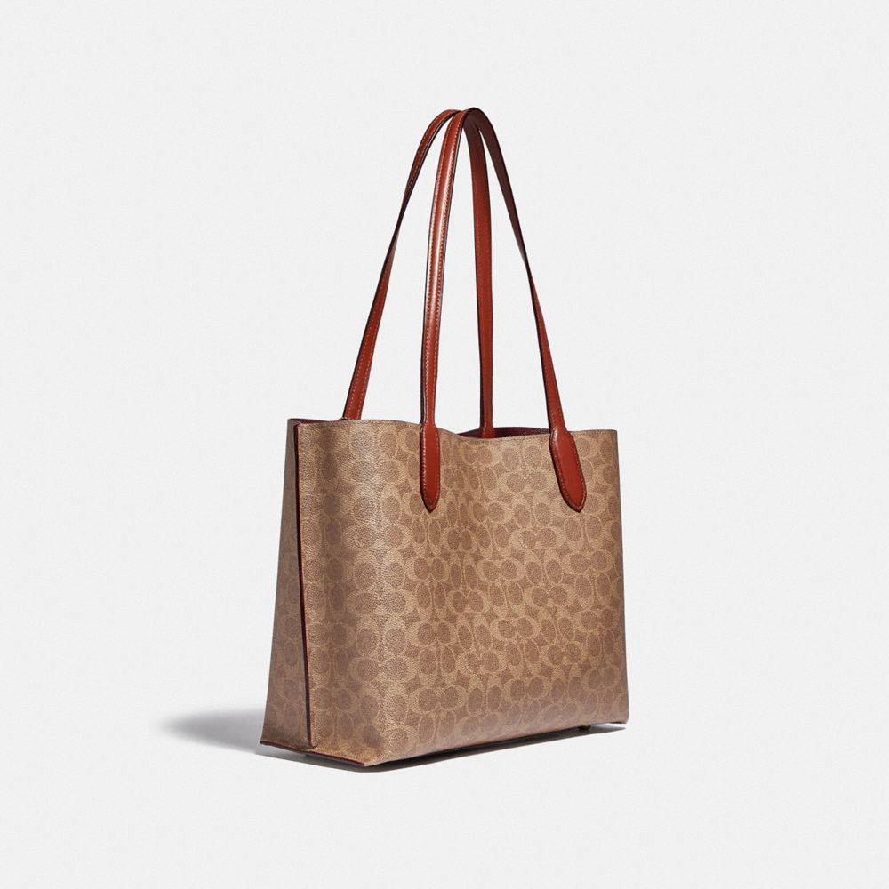 Brown / Red Women Coach Willow In Signature Tote Bag | NZ_CH43599