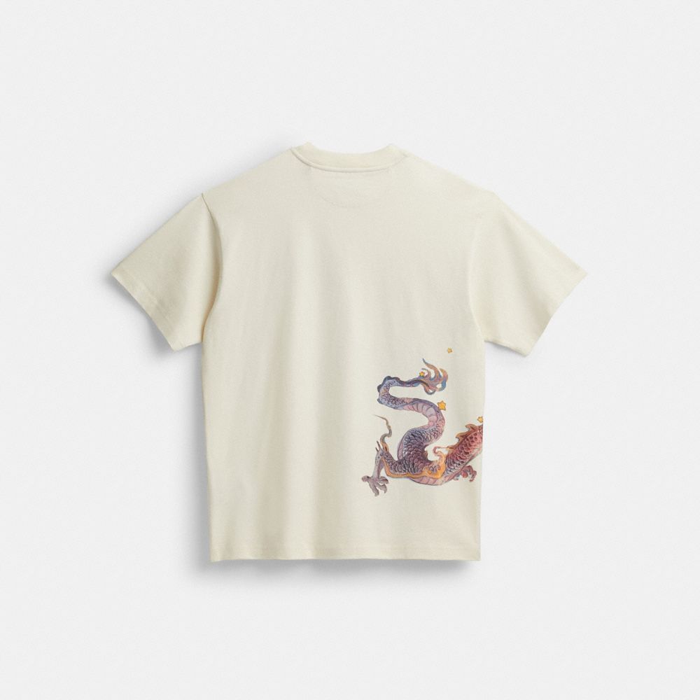 Cream Men Coach New Year With Dragon Cream T Shirts | NZ_CH85271