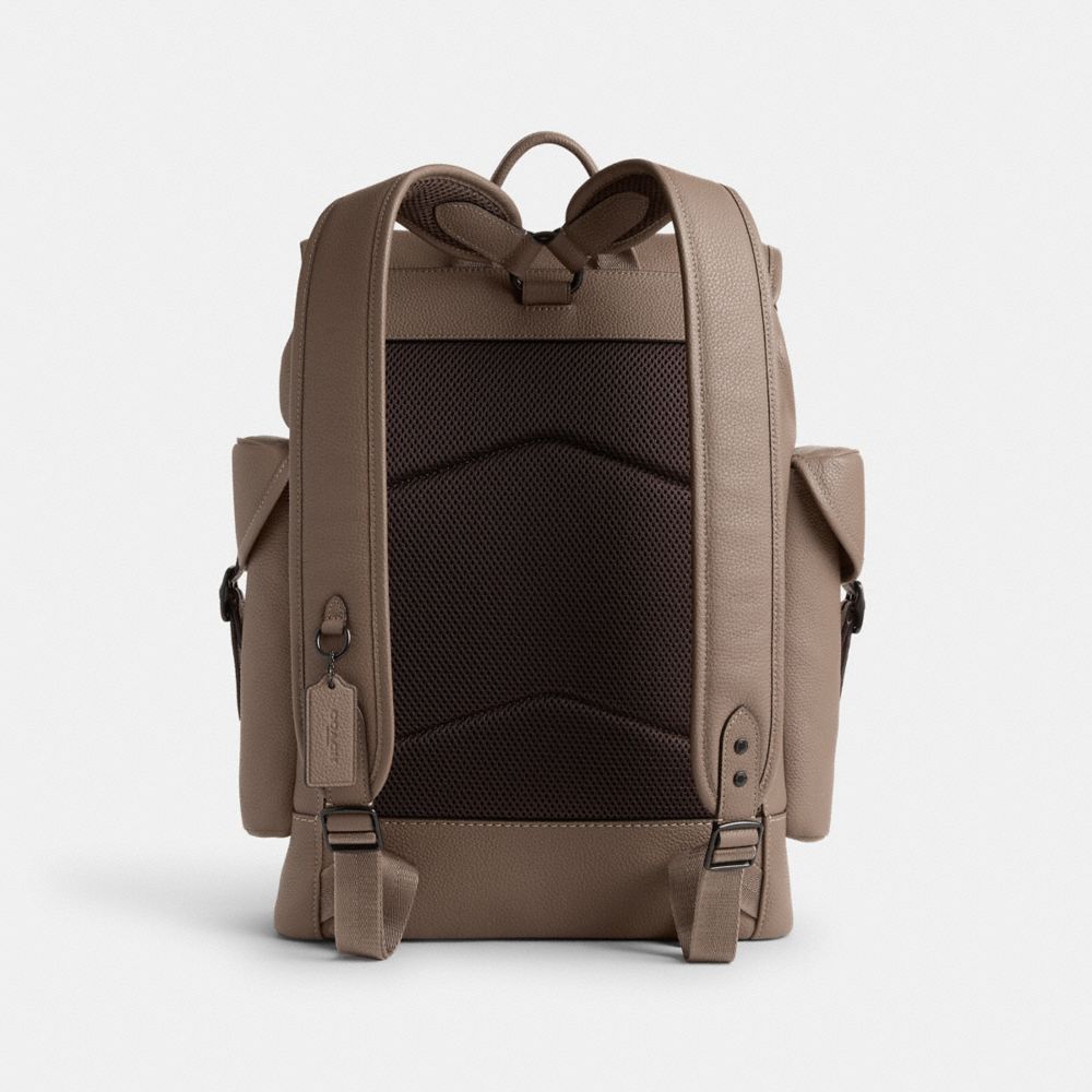 Dark Grey Men Coach Hitch Polished Pebble Leather Backpacks | NZ_CH20956