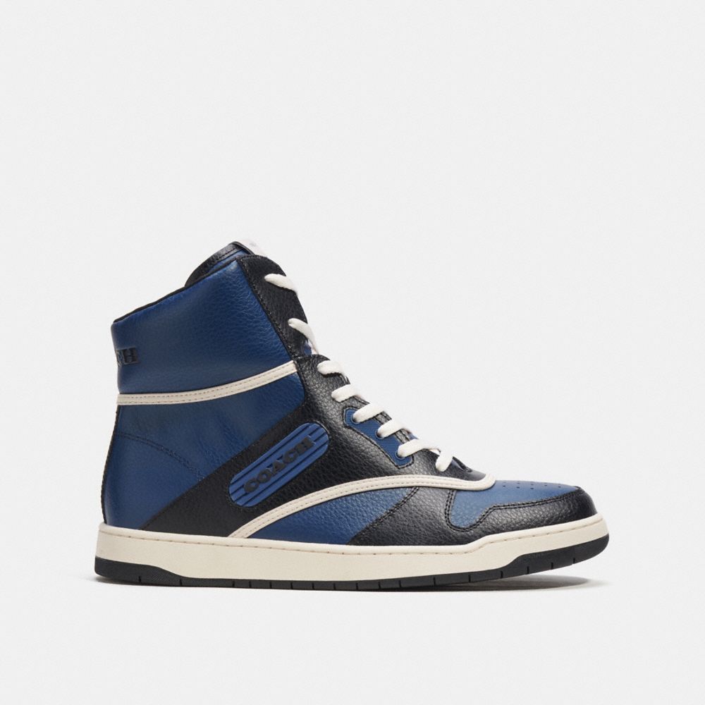 Deep Blue Men Coach C202 High Top Sneakers | NZ_CH91240