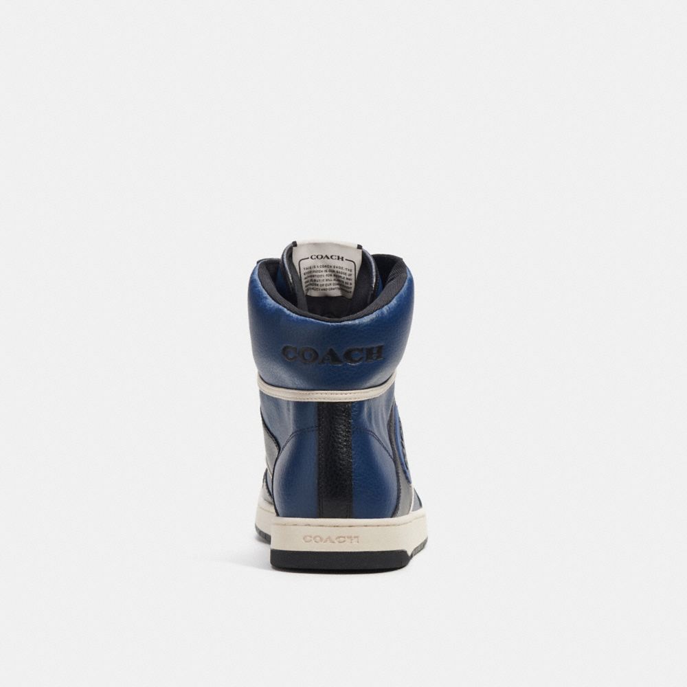 Deep Blue Men Coach C202 High Top Sneakers | NZ_CH91240