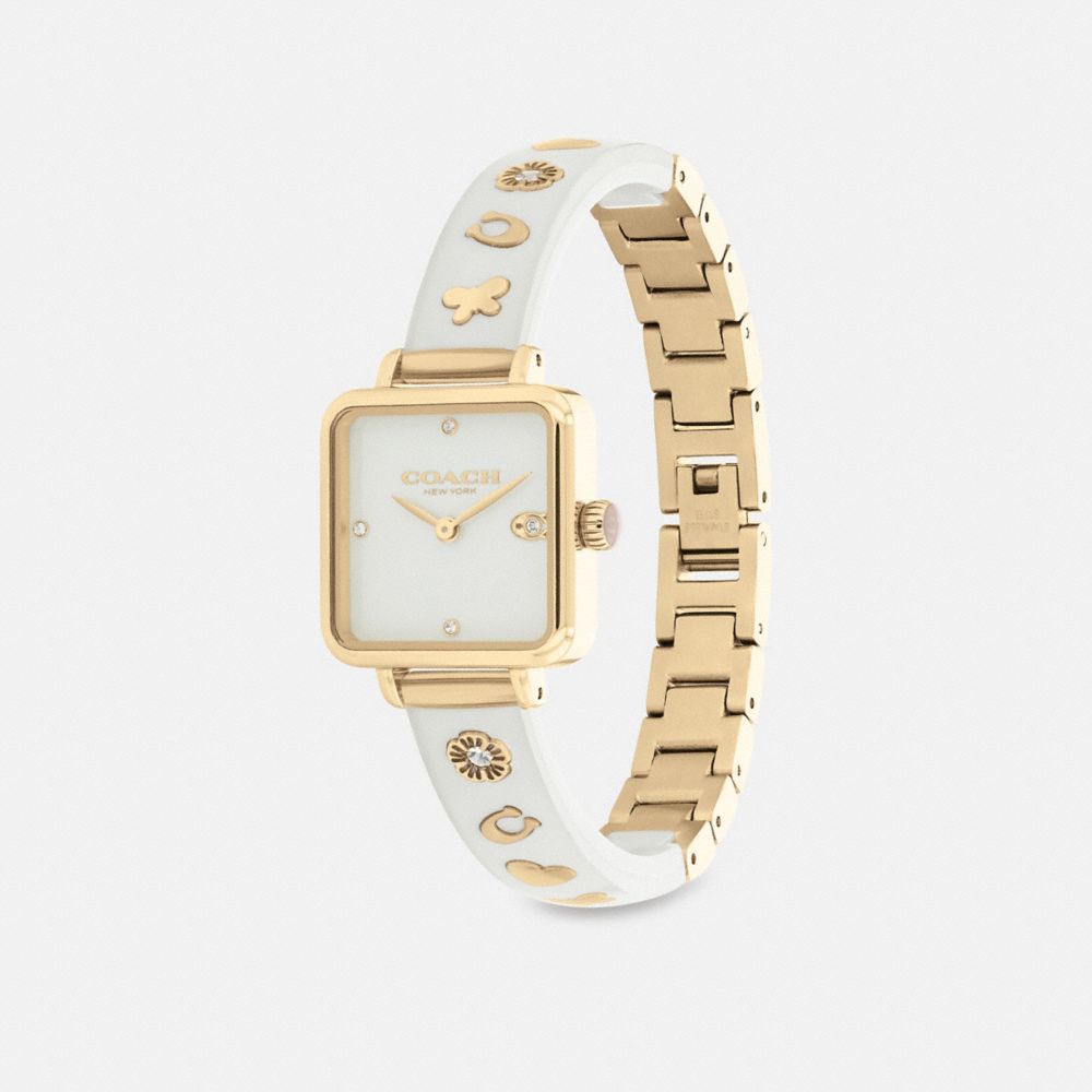 Gold Women Coach Cass 22 Mm Chalk Watches | NZ_CH41465